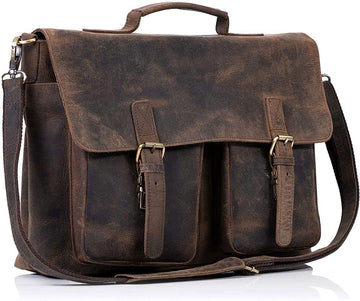 16 Inch Leather Briefcase Laptop Messenger Bags for Men and Women Best Office Satchel Bag